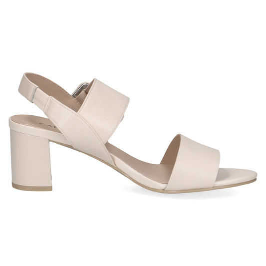 Caprice Cream Perlato Block Heel Sandal.