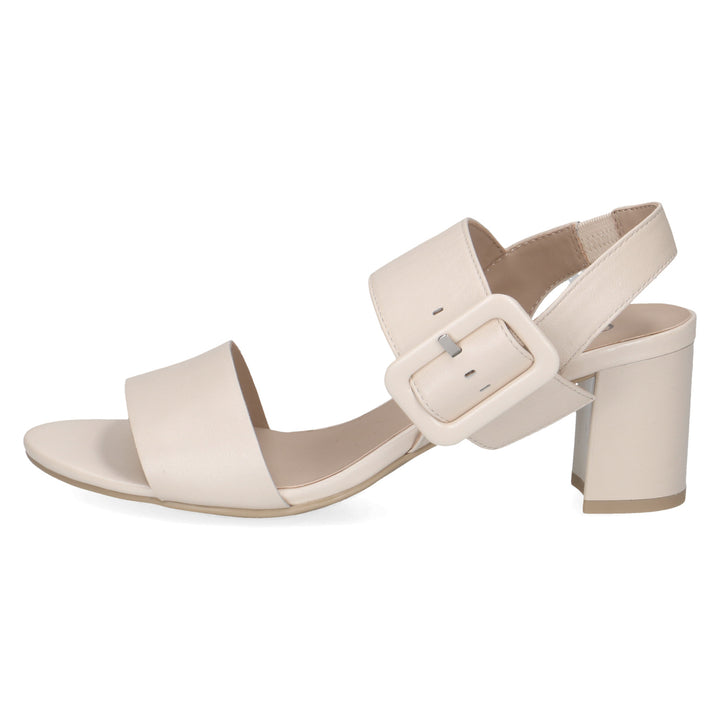Caprice Cream Perlato Block Heel Sandal.