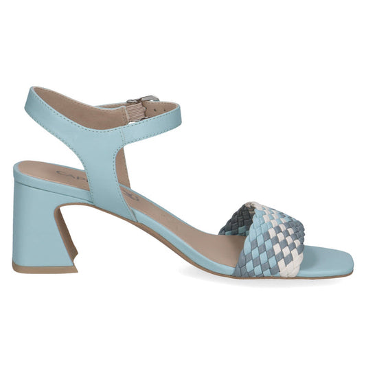 Caprice Light Blue with white. Block Heel Sandal.