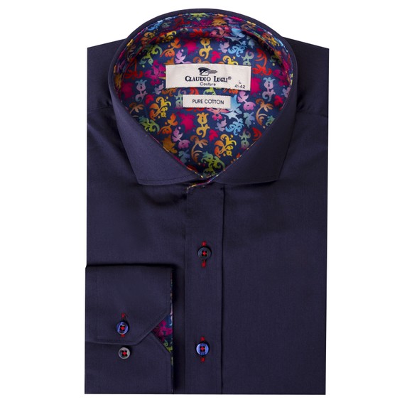 Detail Signature Plain Navy Shirt