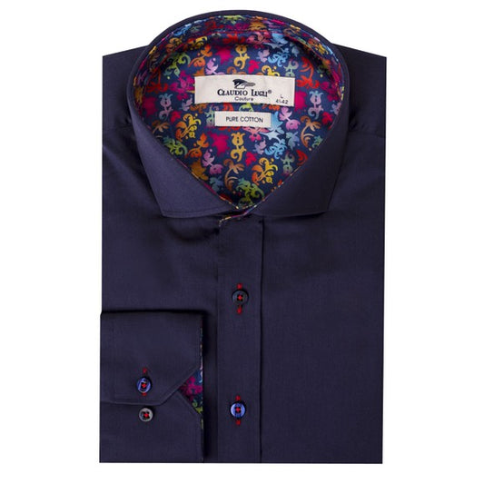 Detail Signature Plain Navy Shirt