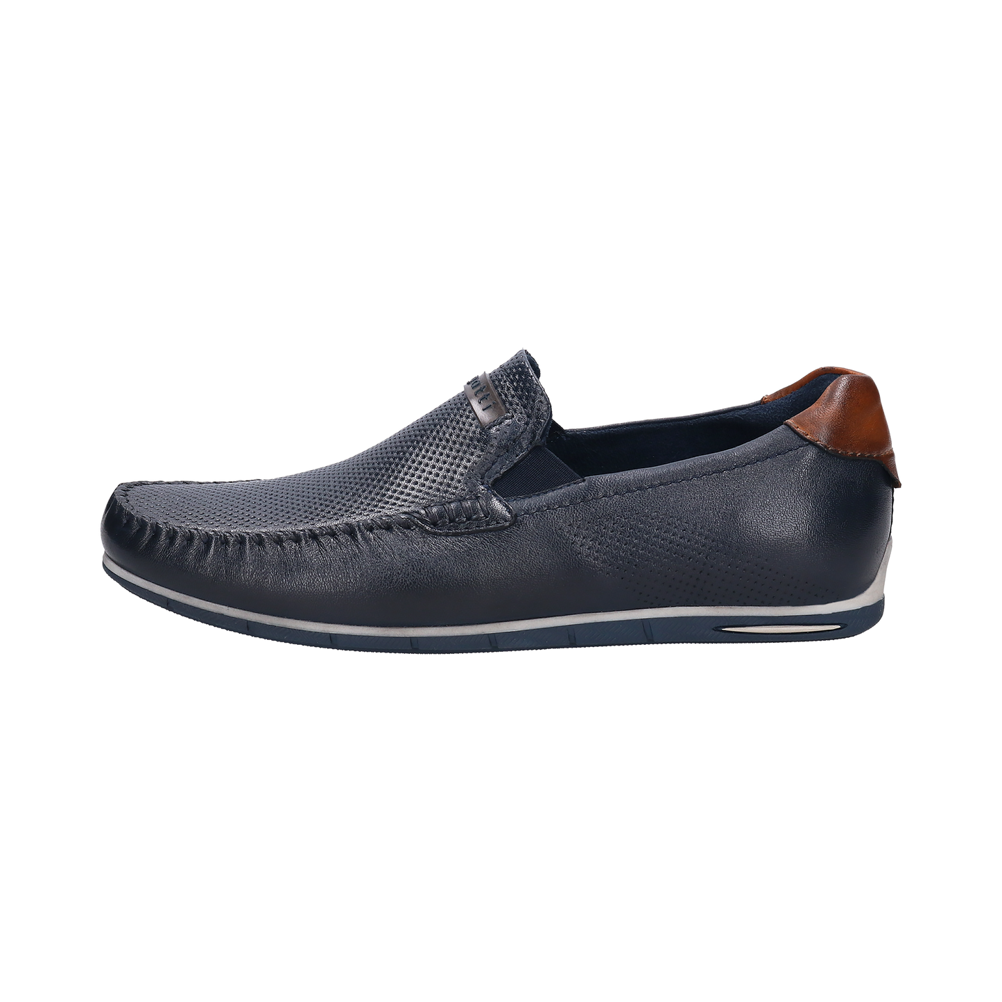 Leather Slip On Moccasin Dark Blue