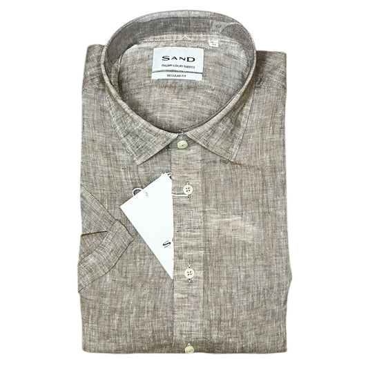 State Soft ST Short Sleeve Brown Linen Shirt