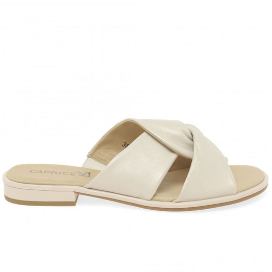 Caprice Off White Soft Leather Flat Mule.