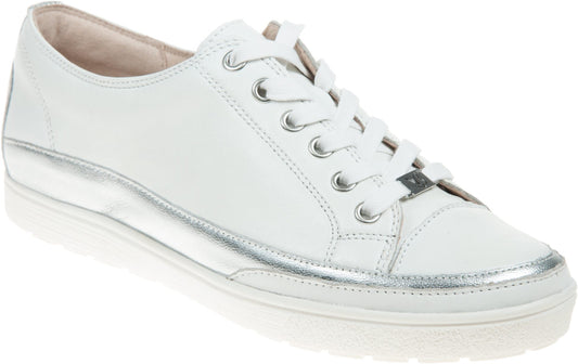 Caprice white nappa leather lace up Trainer