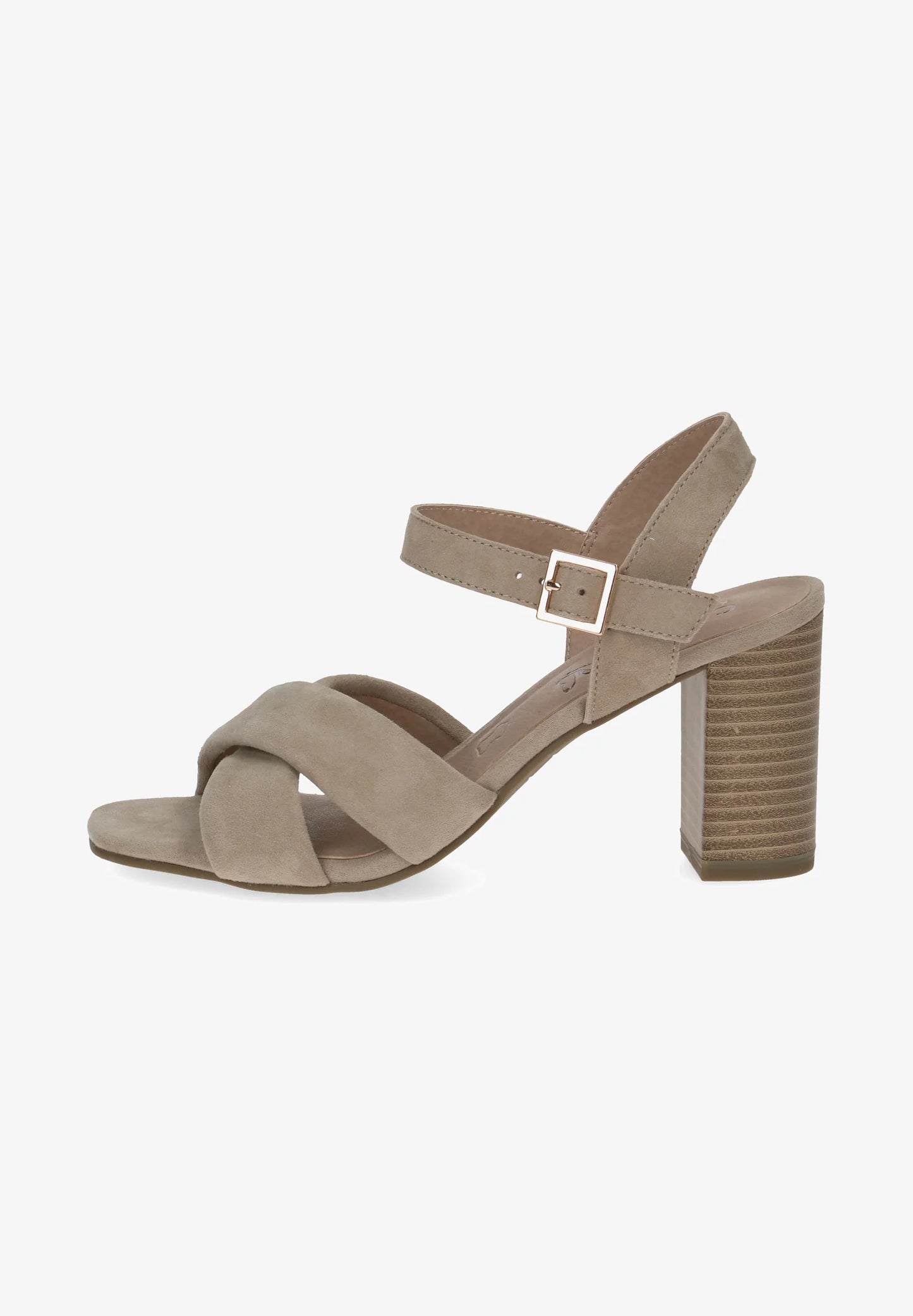 Caprice Cement Suede Heel Sandal
