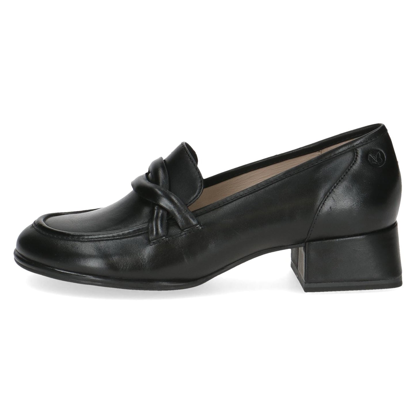Caprice Black Nappa Leather Heel Loafer