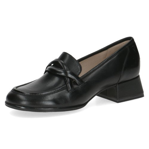 Caprice Black Nappa Leather Heel Loafer