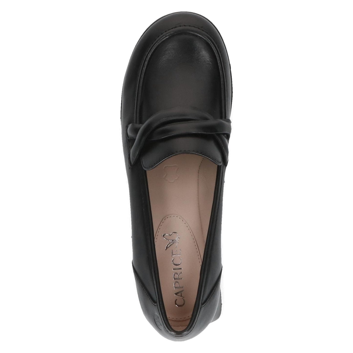 Caprice Black Nappa Leather Heel Loafer