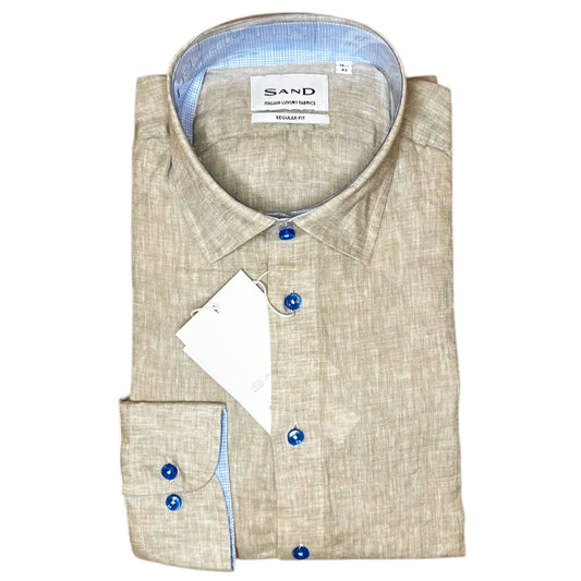 State Soft Contrast Beige Linen Shirt