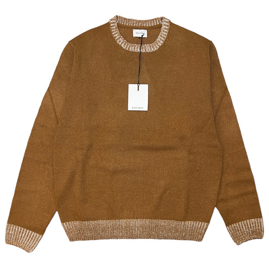 Tobacco/White Crew Neck Jumper