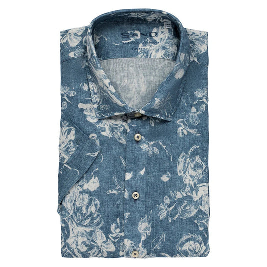 State Soft Blue Floral Short Sleeve Shirt