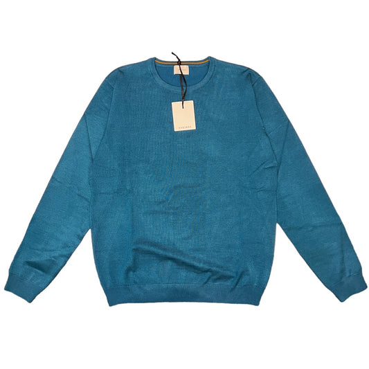 Petrol Fine Knit Crew-Neck Jumper