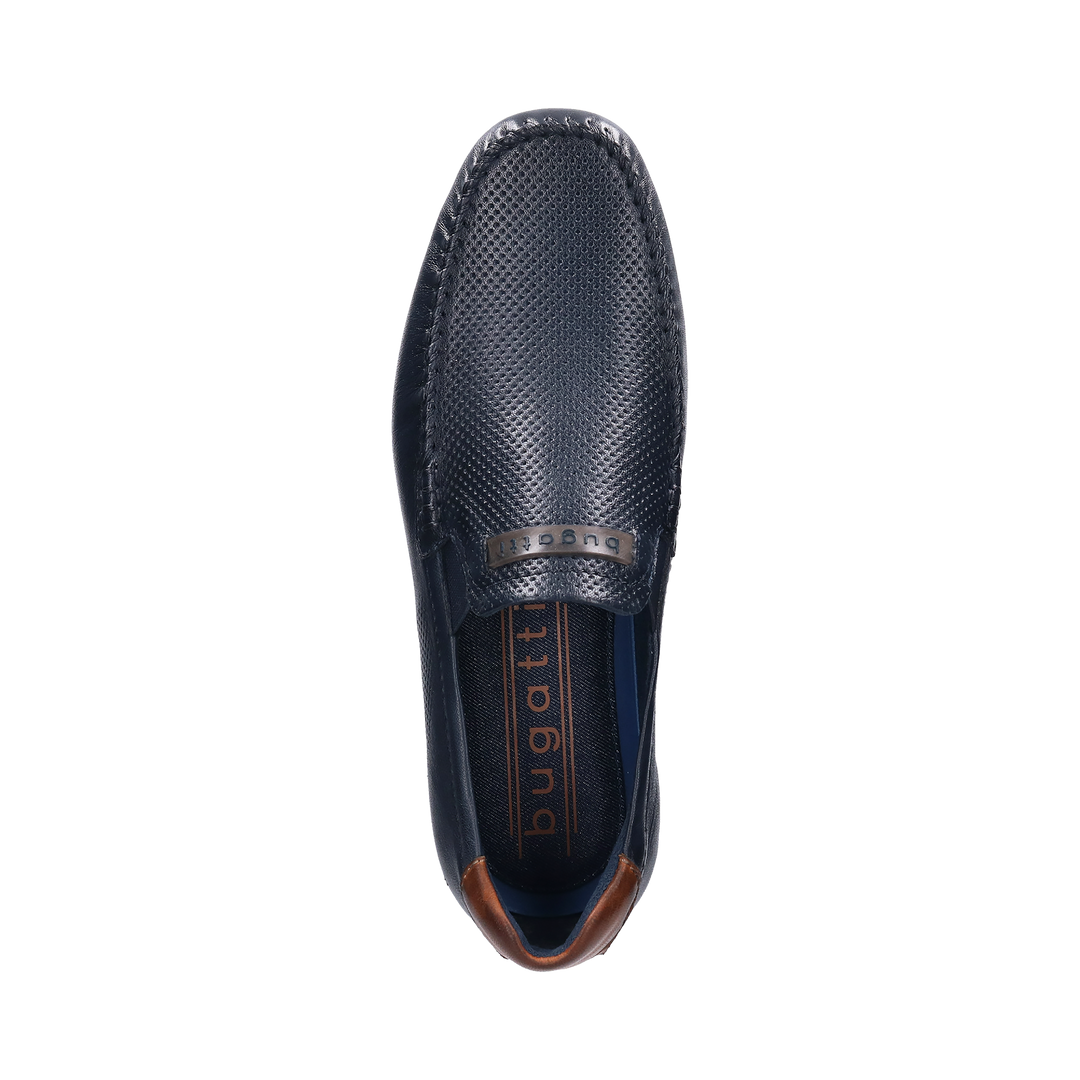 Leather Slip On Moccasin Dark Blue