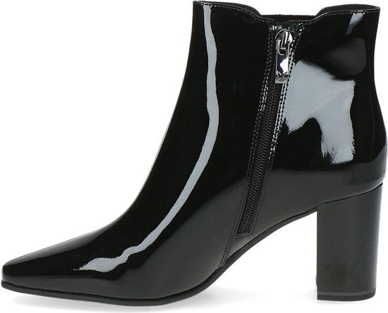 Caprice Black Patent Leather Heeled Ankle Boot.