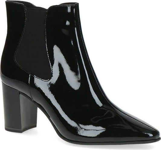 Caprice Black Patent Leather Heeled Ankle Boot.