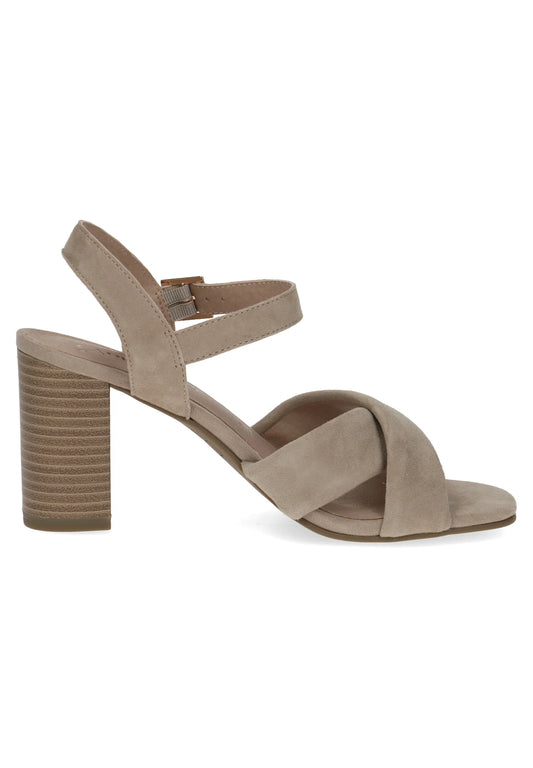 Caprice Cement Suede Heel Sandal