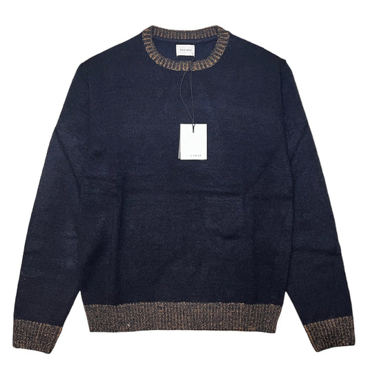 Navy/Tobacco Crew Neck Jumper