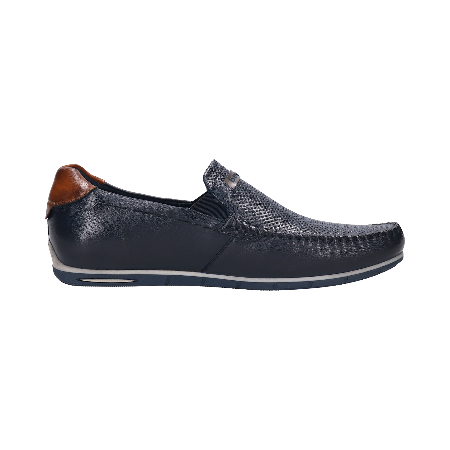 Leather Slip On Moccasin Dark Blue