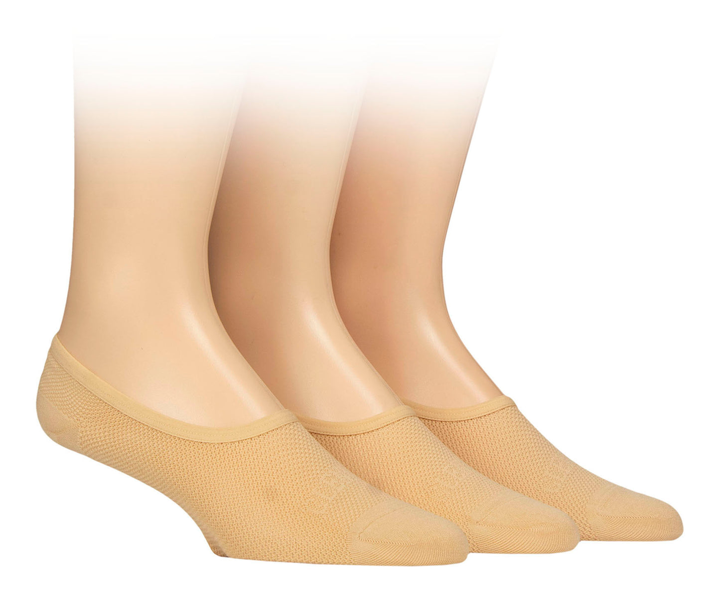 Glenmuir Mens Beige Mesh No Show Shoe Liners 3-Pair