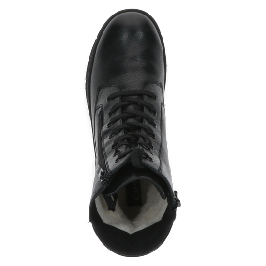 Caprice Black Nappa Lace up ankle boots with Side Zips.