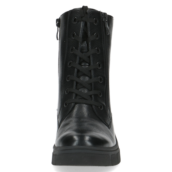 Caprice Black Nappa Lace up ankle boots with Side Zips.