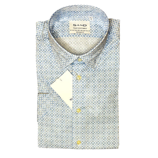 State Soft Blue Circle Print Short Sleeve Shirt