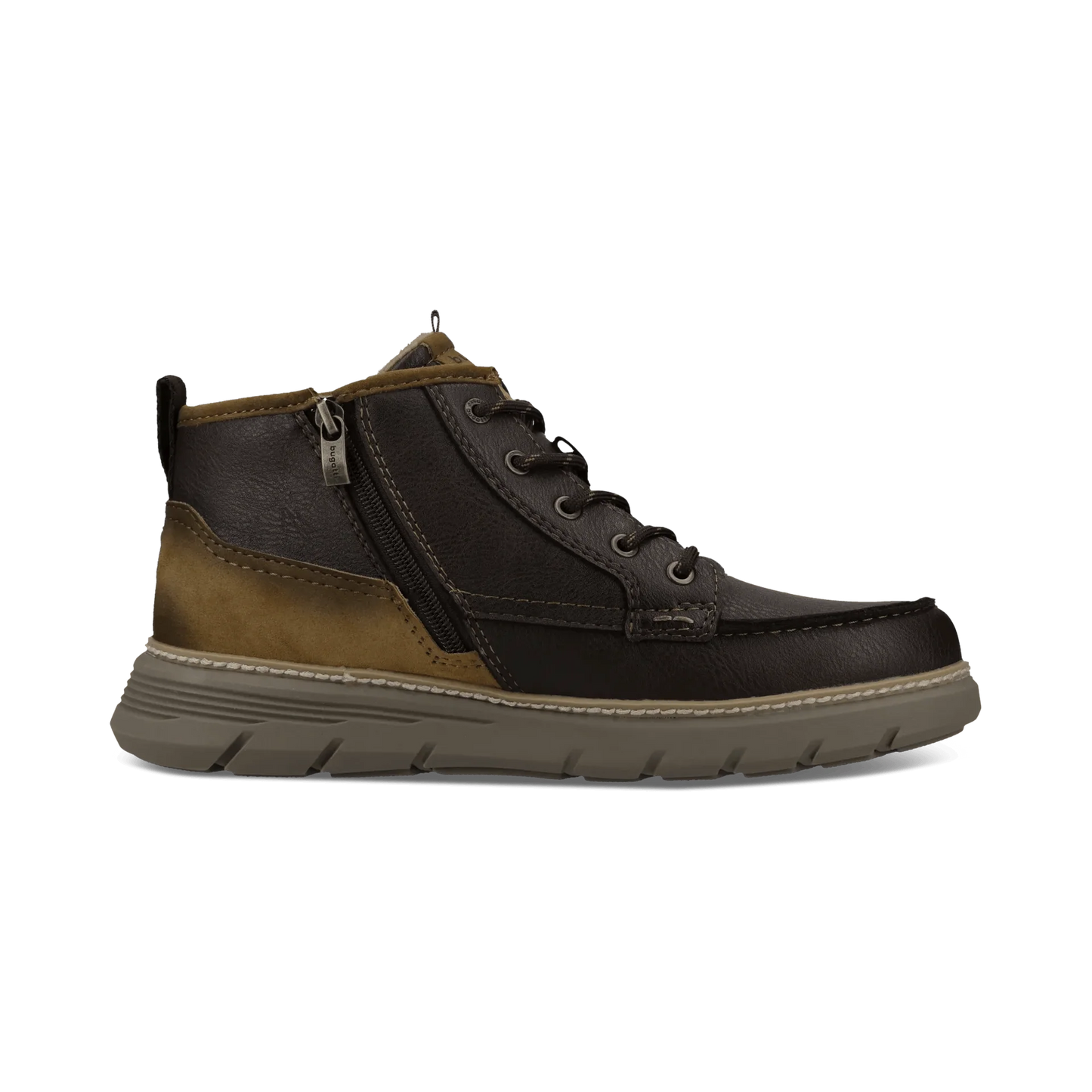 Palau Lace Up Boot Dark Brown with side zip