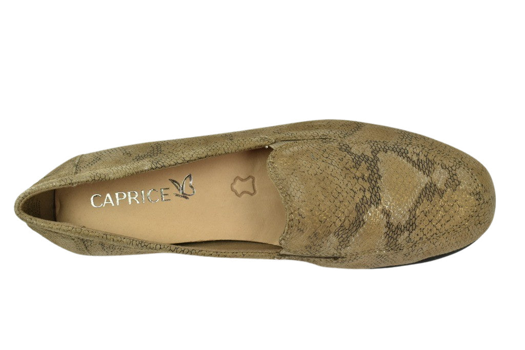 Caprice Taupe Reptile Leather Loafer.