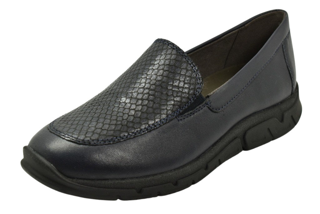 Caprice Navy Ocean Leather Loafer. Only sizes 3.5 and 4 left.