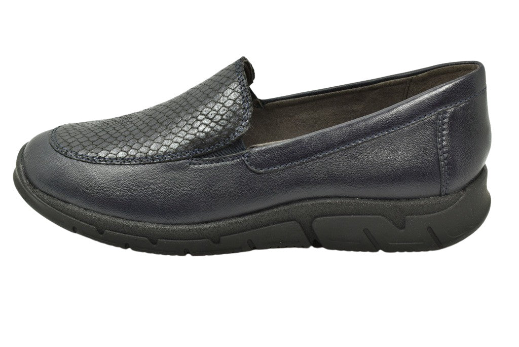Caprice Navy Ocean Leather Loafer. Only sizes 3.5 and 4 left.