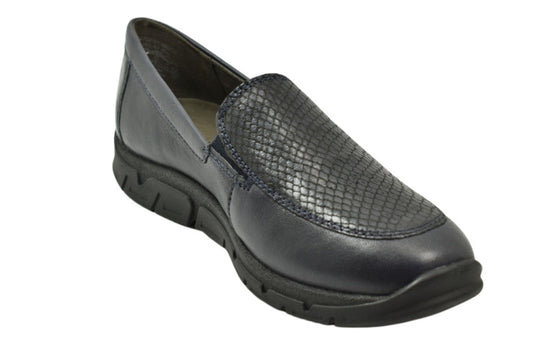 Caprice Navy Ocean Leather Loafer.