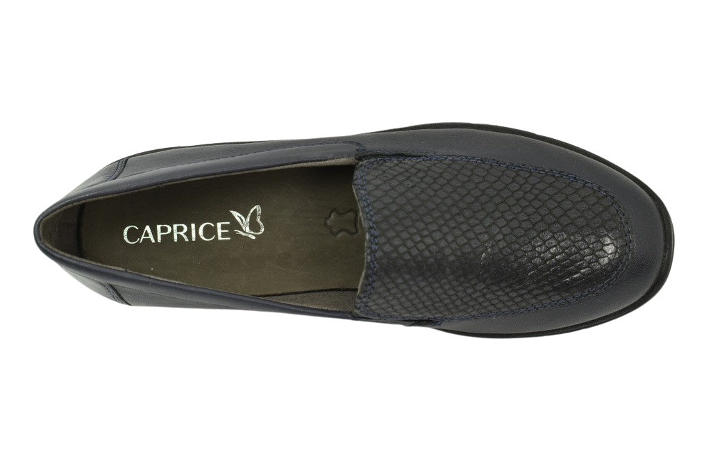 Caprice Navy Ocean Leather Loafer.