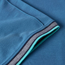 Men's Petrol Blue Egan Zip Neck Pique Polo Shirt