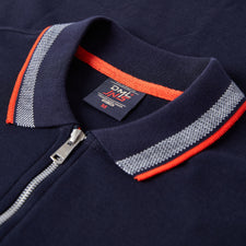 Men's Navy Egan Zip Neck Pique Polo Shirt