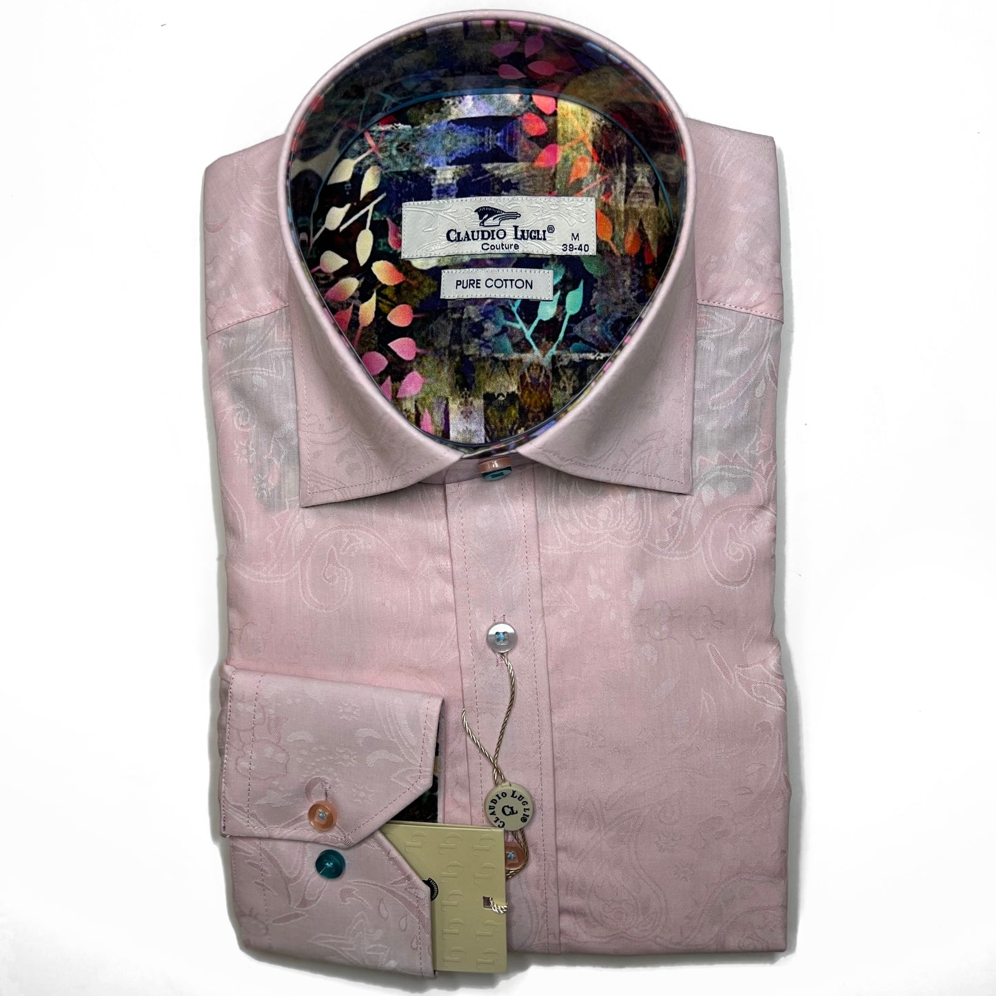 Claudio Lugli Men's "Pink Floral Jacquard" Shirt - CP6872