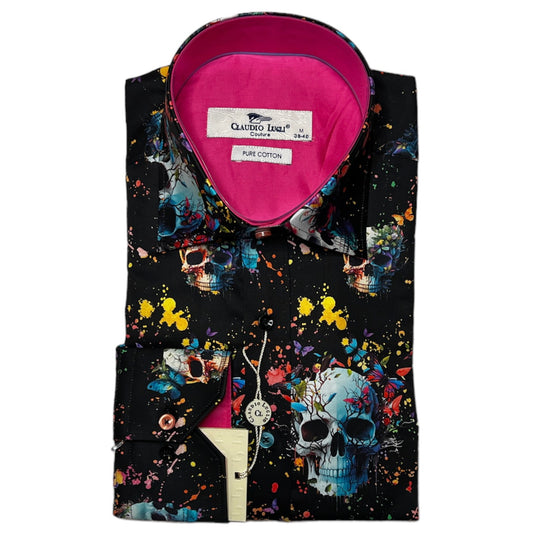 Men's Black Vivid Chaos Skullscape Shirt