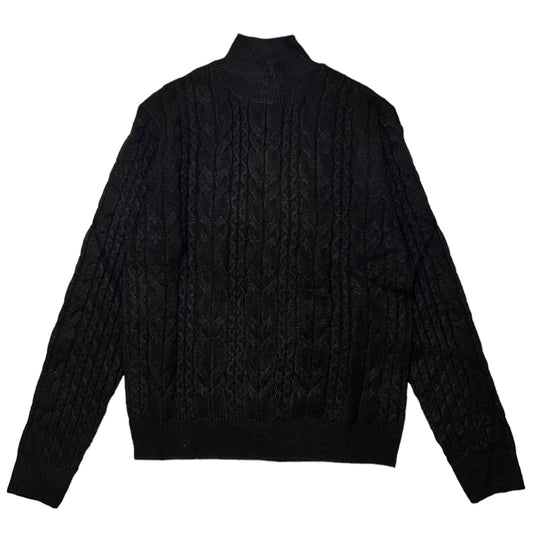 Black Cable Knit Funnel Neck Jumper