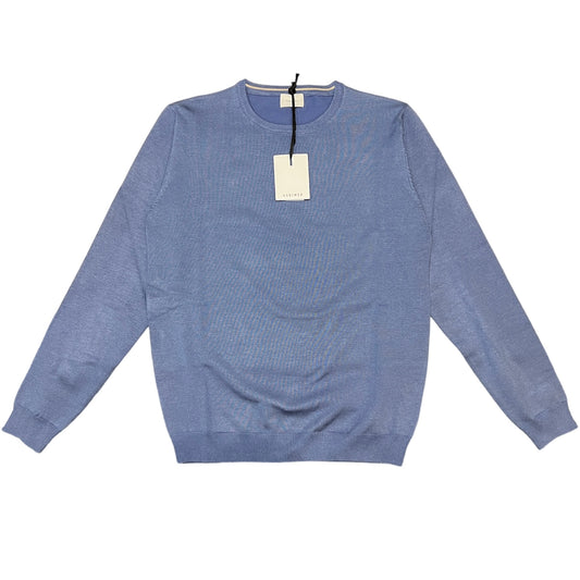 Mid Blue Fine Knit Crew-Neck Jumper