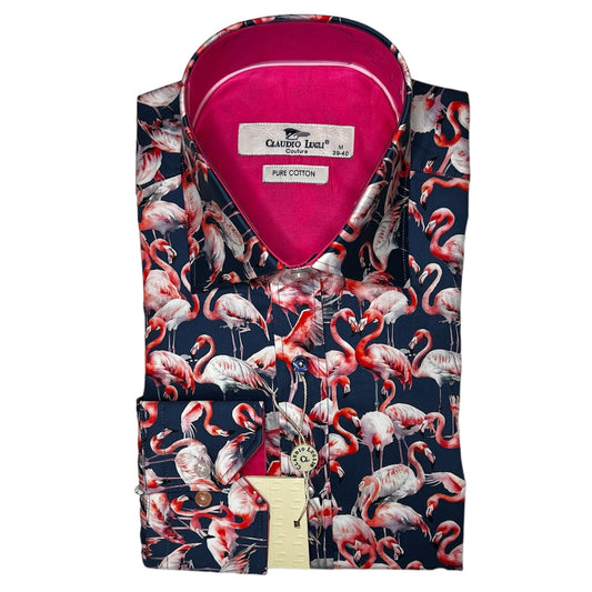 Men's Navy Flamingo Shirt