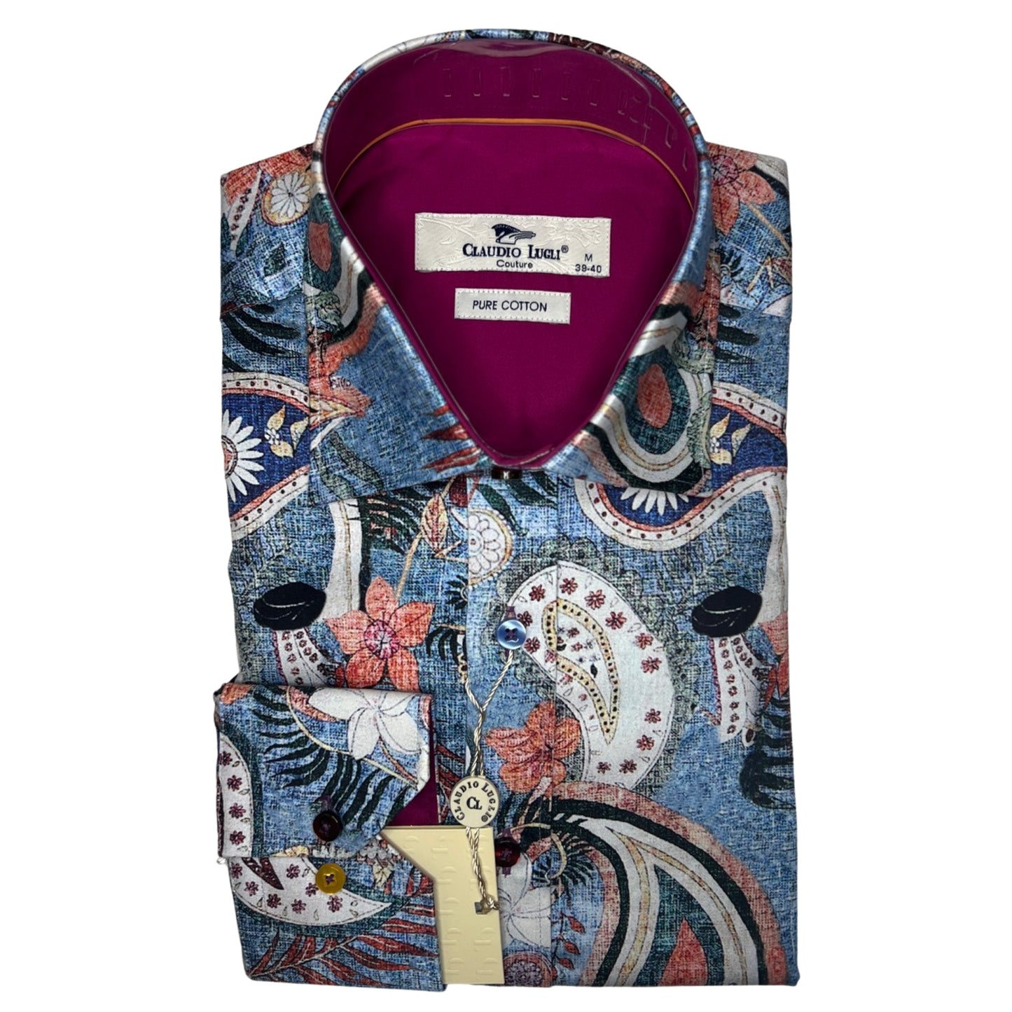 Men's Blue Floral Paisley Shirt