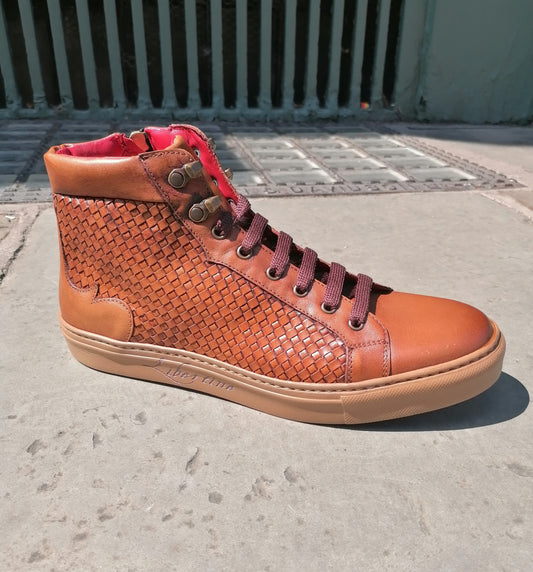 Jeffery West Apollo K940 Toledo Castano Tan Leather Hi-Top Trainer.
