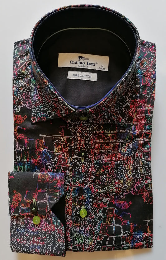 Black Crocodile Print Shirt
