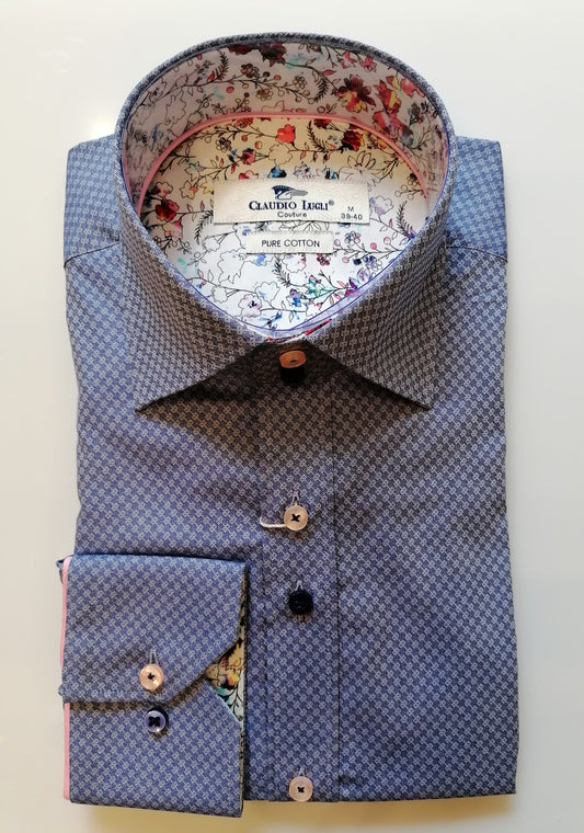 Classic Signature Navy Jacquard check Shirt - CP6994