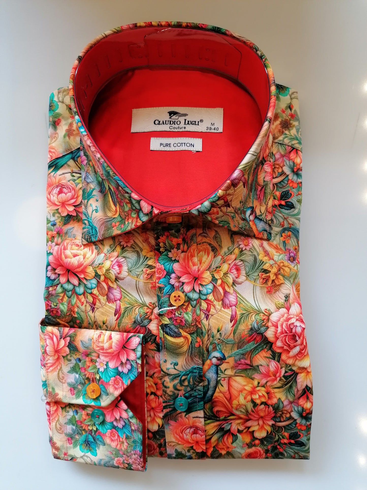 Orange Victorian Flowers Print shirt