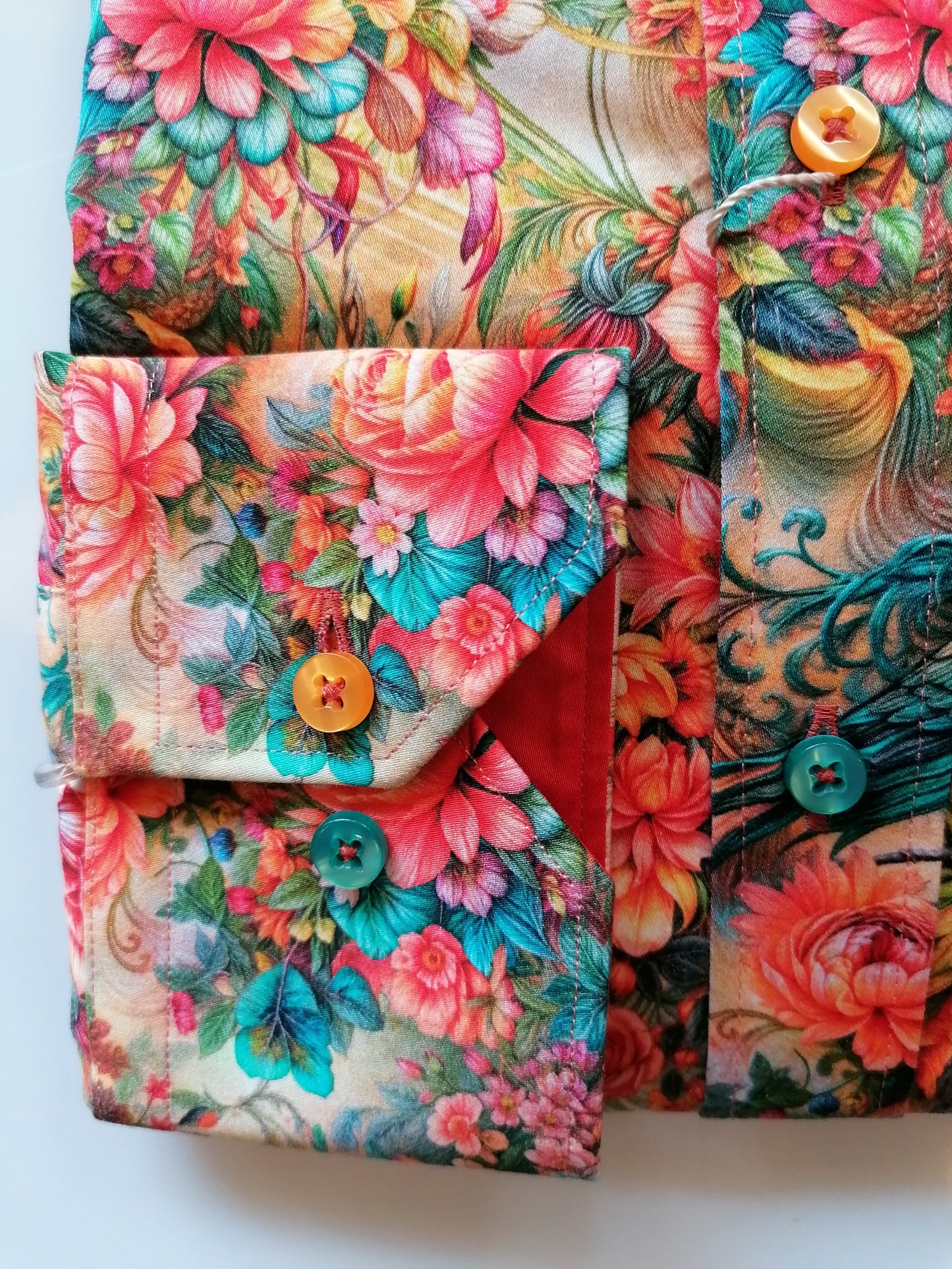 Orange Victorian Flowers Print shirt