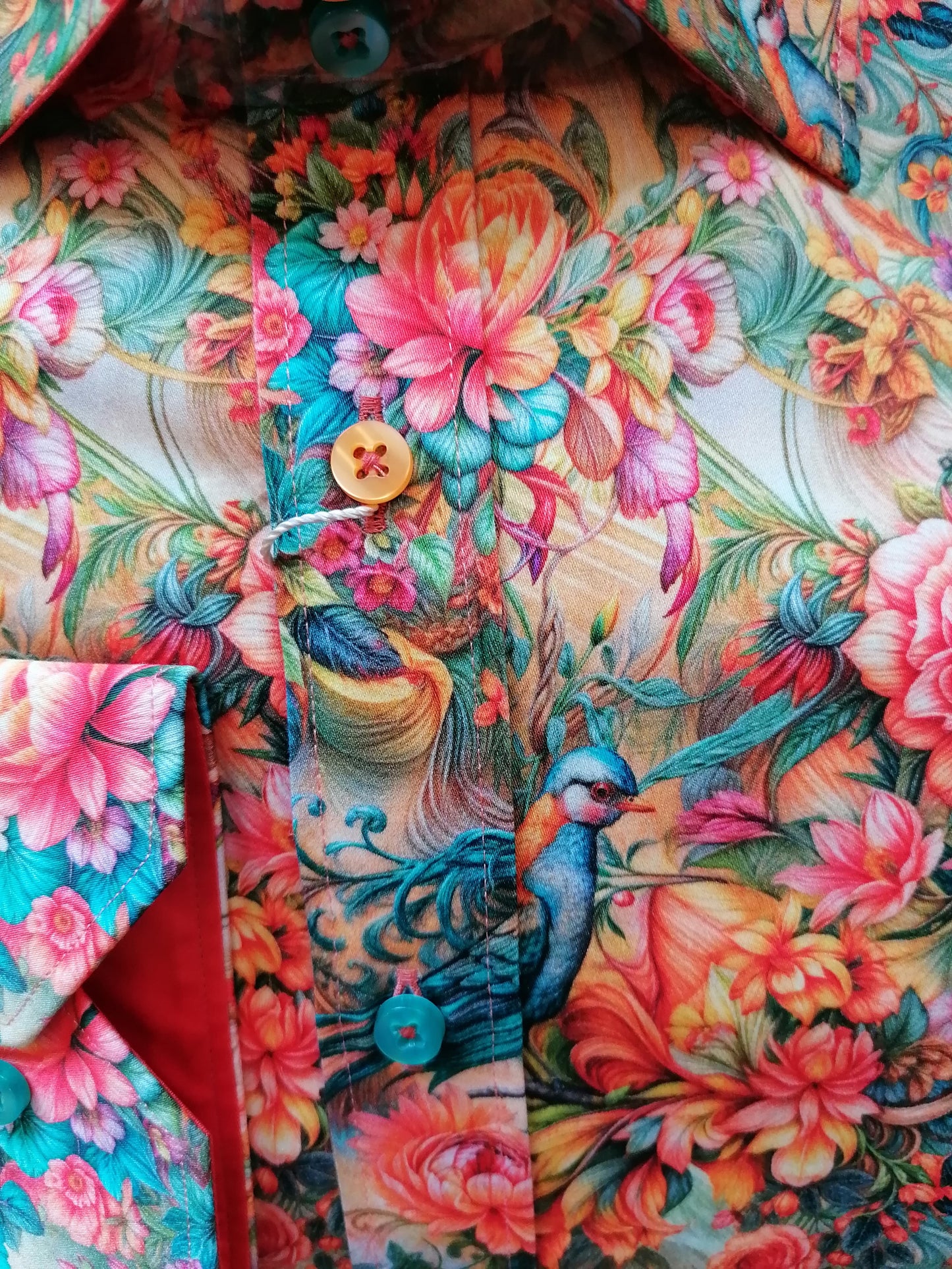 Orange Victorian Flowers Print shirt