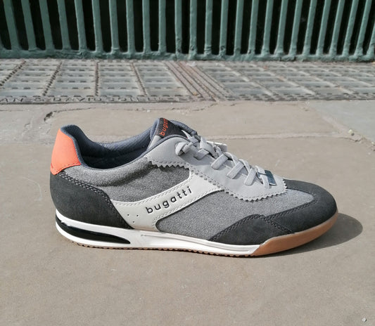 Bugatti Canvas Dark Grey/Grey Elasticated Lace Sneaker