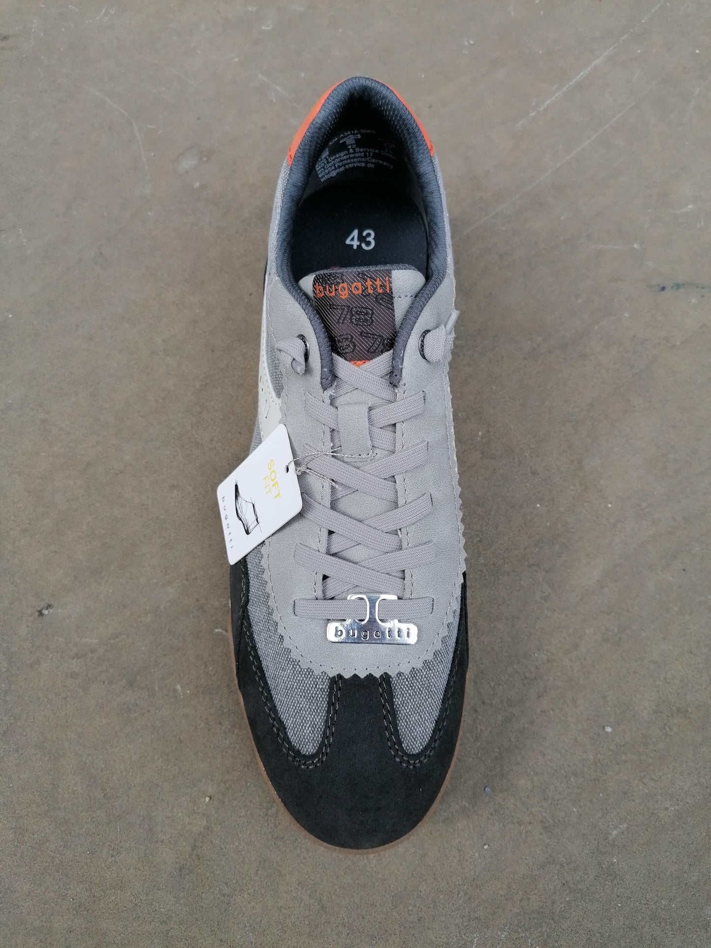 Bugatti Canvas Dark Grey/Grey Elasticated Lace Sneaker