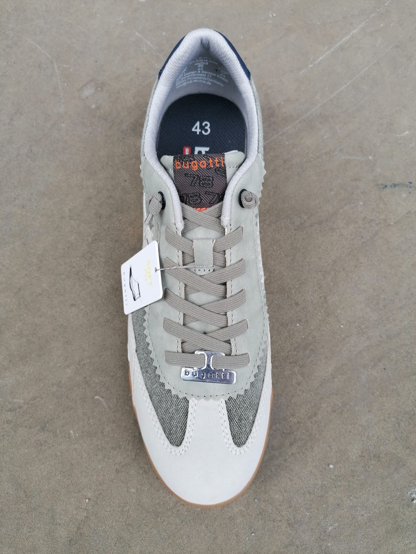 Bugatti Canvas Light Grey/Grey Elasticated Lace Sneaker